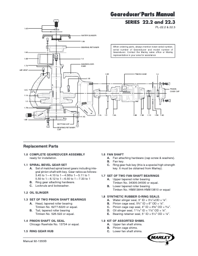 Geareducer 22.2 and 22.3 Part Manual – Non Current