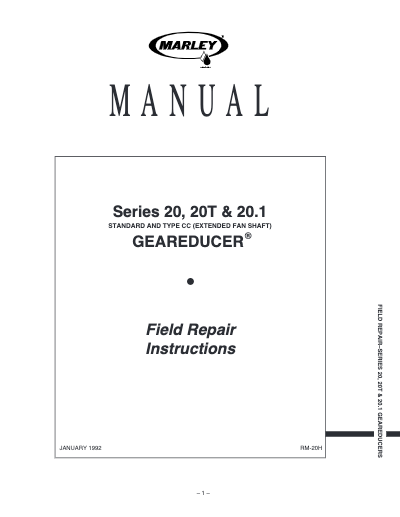 Geareducer 20, 20T and 20.1 Field Repair Manual – Non Current