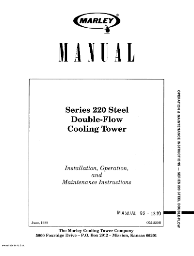 Marley Series 220 Steel Double-Flow User Manual – Non Current