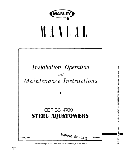 Marley Series 4700 Steel Aquatower User Manual – Non Current