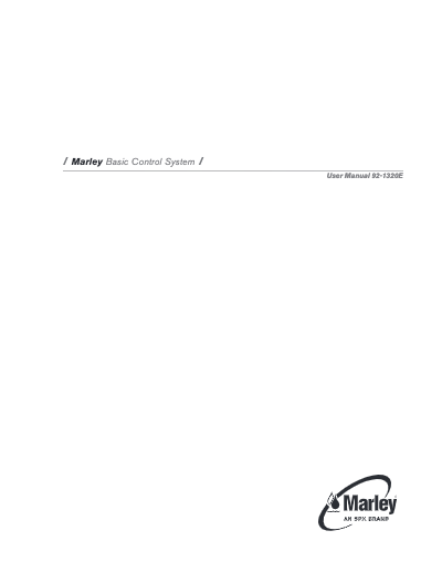 Marley Cooling Tower Basic Control System Manual – Non Current