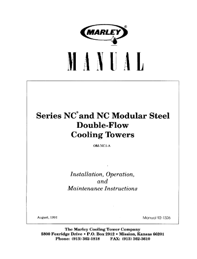 Marley Series NC and NC Modular Steel Double-Flow User Manual – Non Current