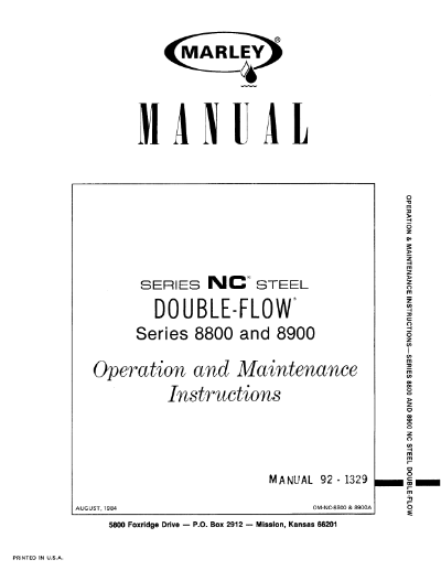 Marley Series 8800 NC and 8900 NC User Manual – Non Current