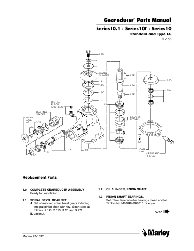 Geareducer 10, 10.1 and 10T Parts Manual – Non Current