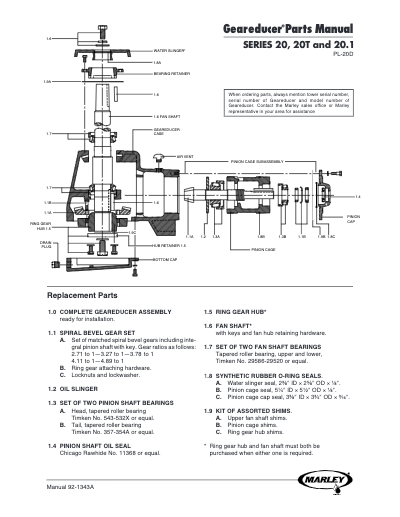 Geareducer 20, 20.1 and 20T Parts Manual – Non Current