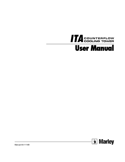 Marley ITA Counterflow Cooling Tower User Manual – Non Current