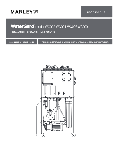 WaterGard IOM User Manual models WG002 through WG009