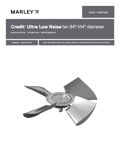 Credit Ultra Low Noise Axial Flow Fan User Manual
