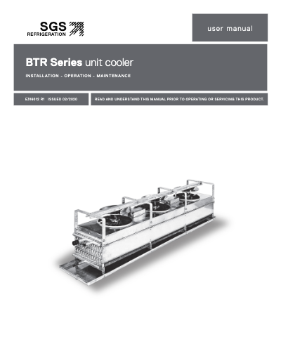 SGS BTR Series Unit Cooler IOM User Manual