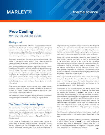 Application of Cooling Towers for Free Cooling