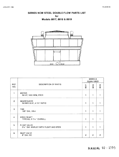 Marley Series 8600 NCM Tower Parts List - Non Current
