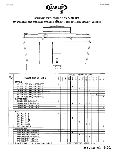 Marley Series 8800 NC Tower Parts List - Non Current