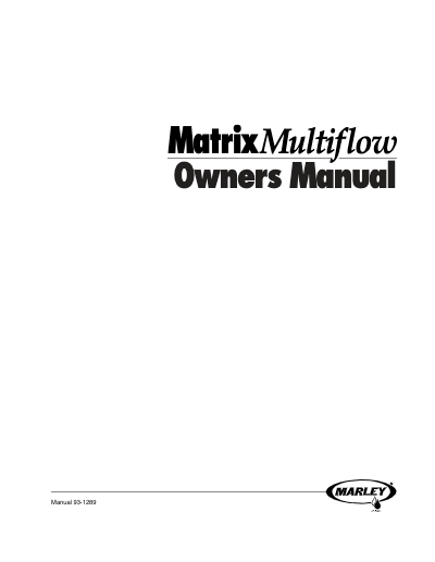 Matrix Multiflow Cooling Tower User Manual - Non Current