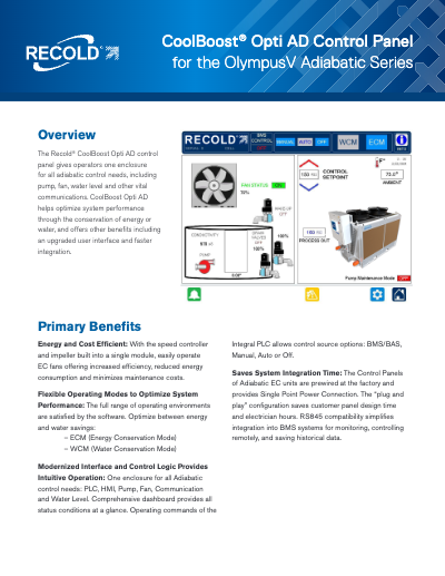 Recold CoolBoost Opti AD Control Panel for the OlympusV Adiabatic Series