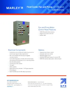 Marley CoolBoost Fluid Cooler Fan and Pump Control Panel Specifications