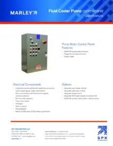 Marley CoolBoost Fluid Cooler Pump Control Panel Specifications
