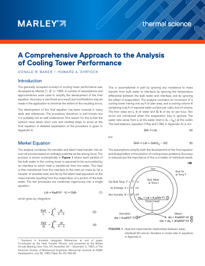 A Comprehensive Approach to the Analysis of Cooling Tower Performance