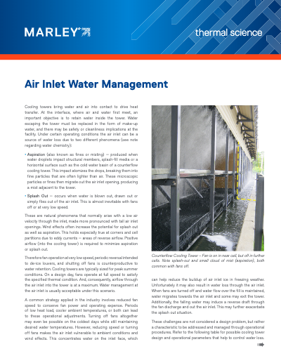 Air Inlet Water Management