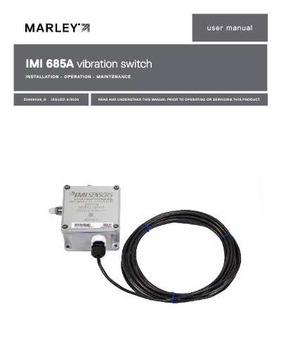 IMI Sensors Vibration Switch IOM User Manual